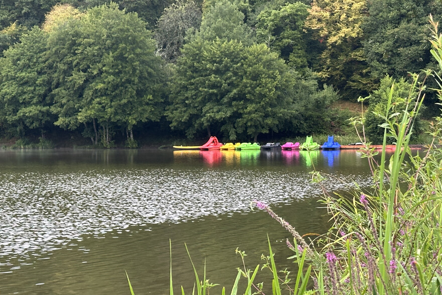 Baignade, pédalos et plaisirs au lac de Saint-Point en face du camping du lac de Saint-Point-Lamartine près de Cluny