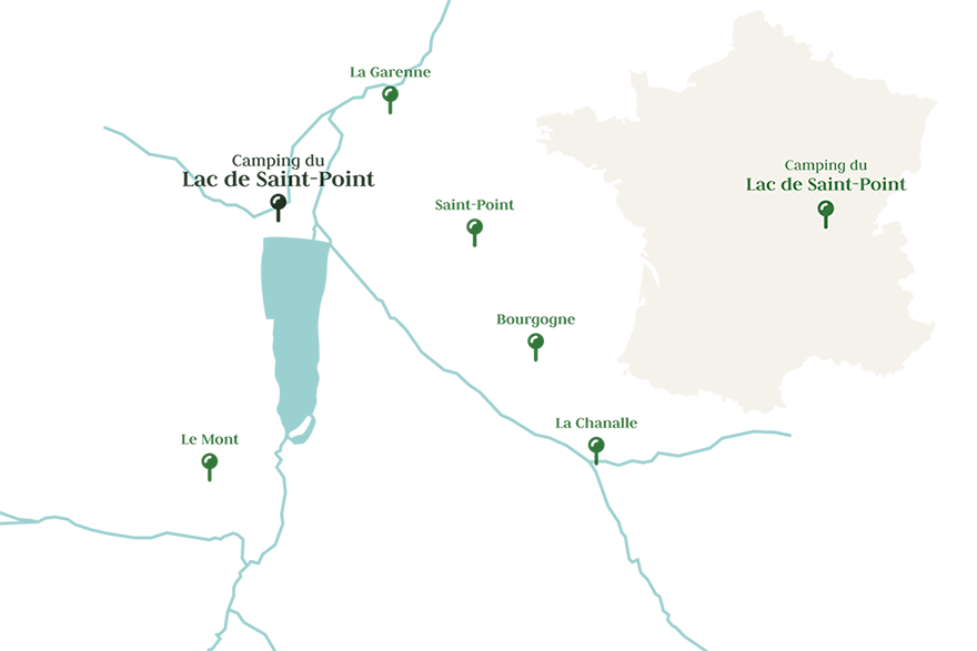 Carte d’accès du camping en Bourgogne 4 étoiles du lac de Saint-Point-Lamartine